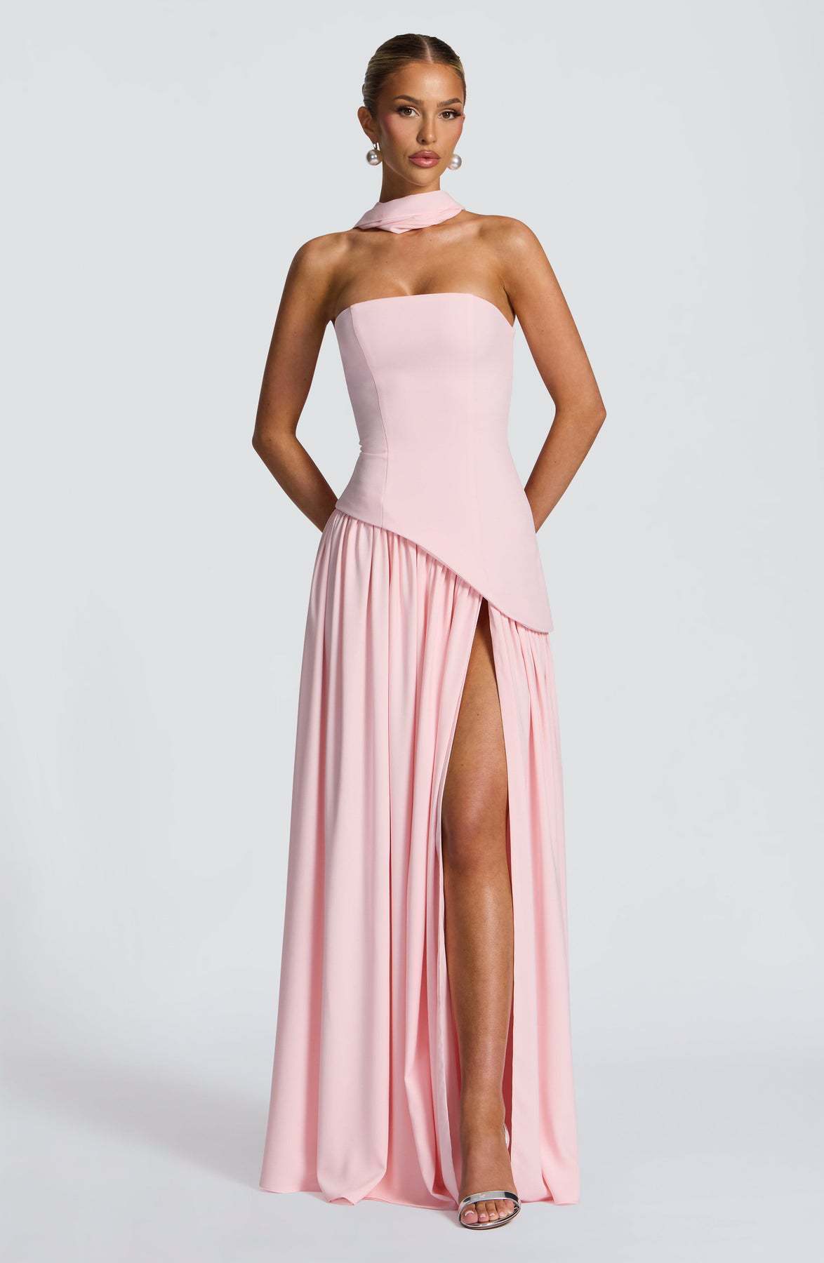 Fashion Sexy Backless Tube Top Pure Color Split Dress