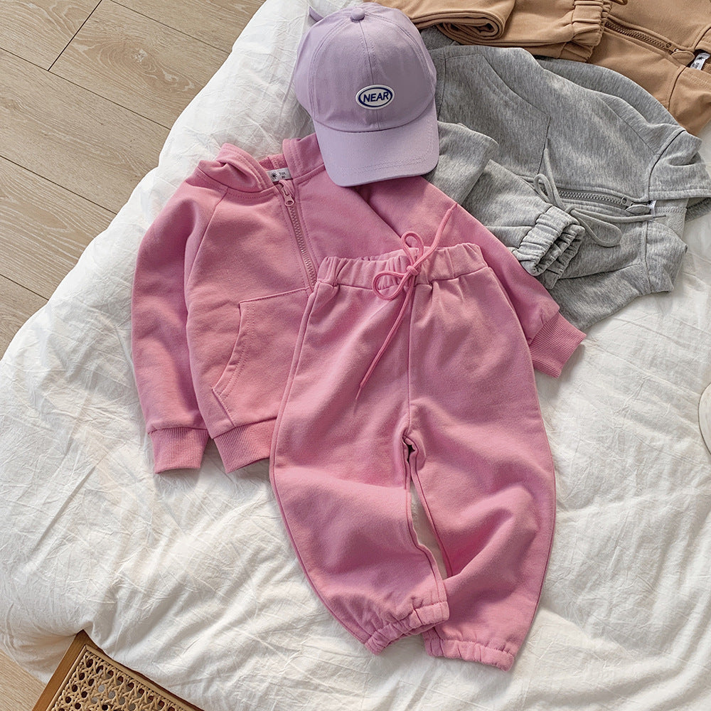 Children's Fried Street Autumn Boyish Look Sports Two-piece Set