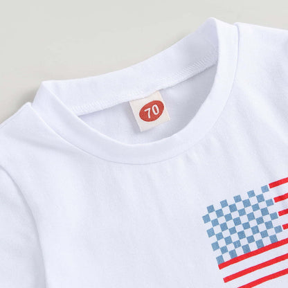 Baby Boy Shorts Short Sleeve Printed Chessboard Plaid Two-piece Set