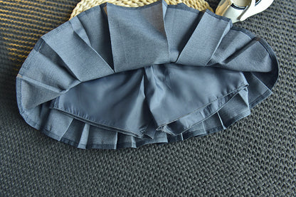 Girls' College Style Long-sleeved Shirt Pleated Skirt Two-piece