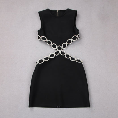 Banquet Party Hot Rhinestone Sleeveless Bandage Dress