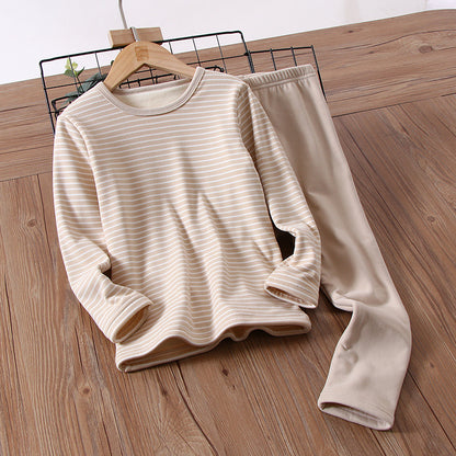 Children's Simple Plus Velvet Thermal Underwear Set