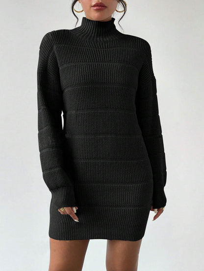 European And American Autumn And Winter Half-high Collar Knitwear Dress