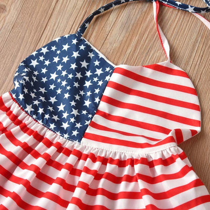 Girls' Spaghetti-strap Floral Print Jeans Suit