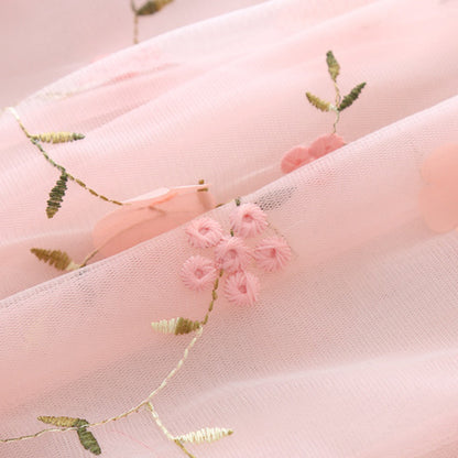 Children's Embroidered Floral Lace Mesh Dress