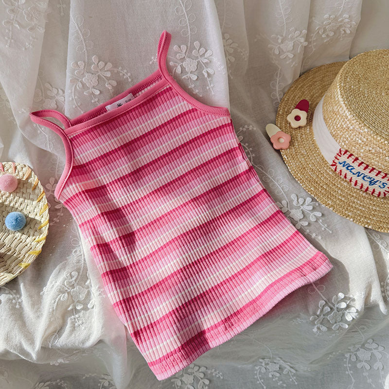 Girls' Cartoon Embroidered Slim Stretch Casual Vest