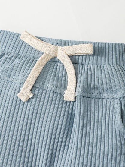 Baby Boy Cotton Hollow Striped Polo Shirt Trousers Suit