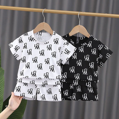 Children's Unisex Baby Suit Western Style Printed Suit Two-piece Set