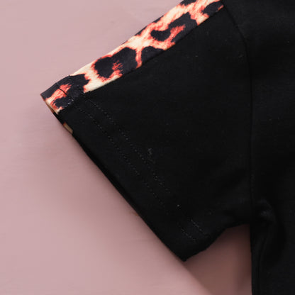 Baby Girl Alphabet Print Short-sleeved Trousers Suit