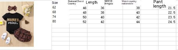 European And American Cotton Leopard Print Letter Mama Short Sleeve Triangle Rompers Cake Pantskirt Headdress