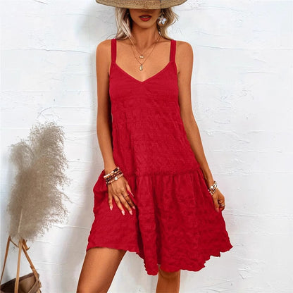 Elegant And Romantic Spaghetti Strap Ruffled Dress