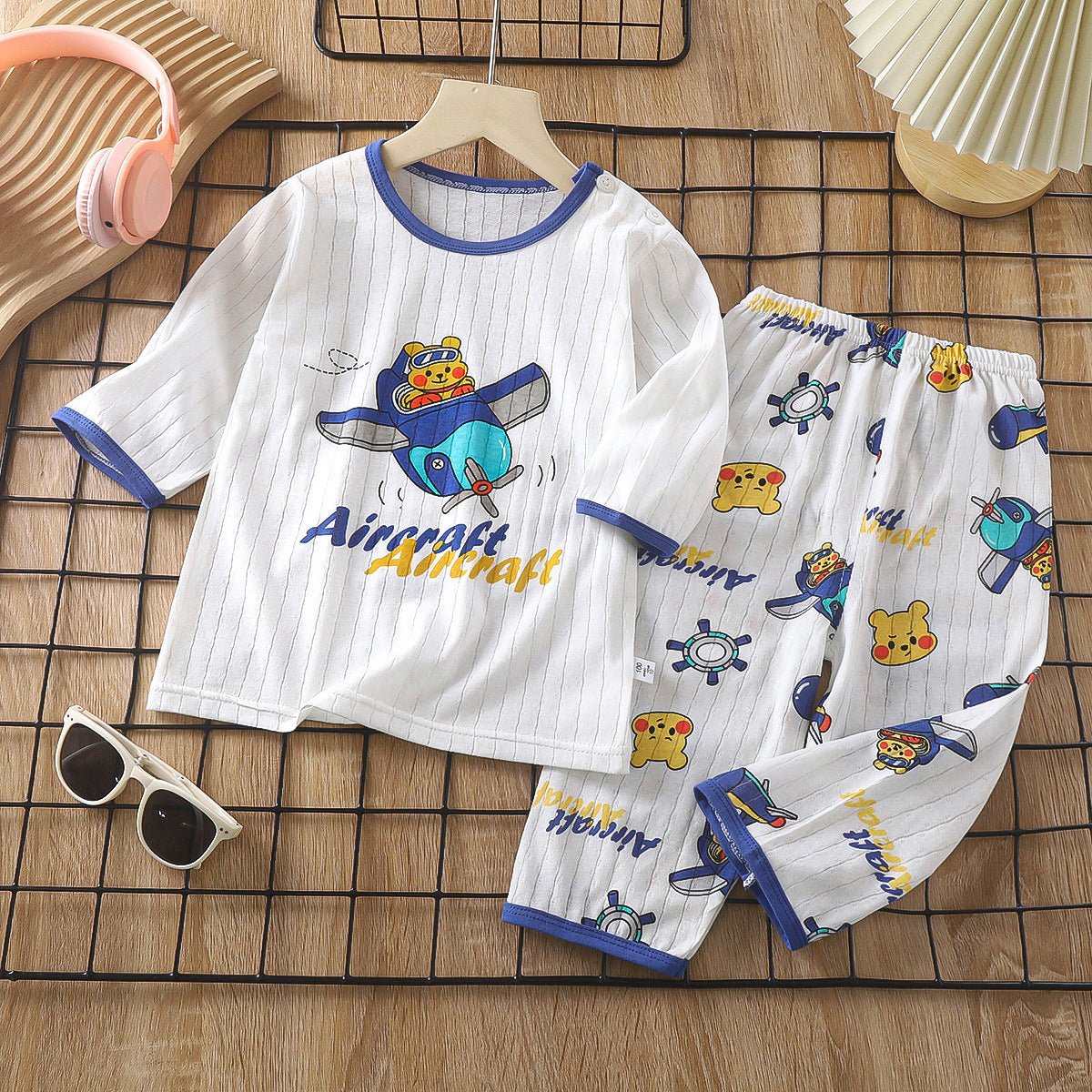 Children's Cotton Homewear Suit Long-sleeve Air Conditioning Clothes