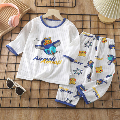 Children's Cotton Homewear Suit Long-sleeve Air Conditioning Clothes