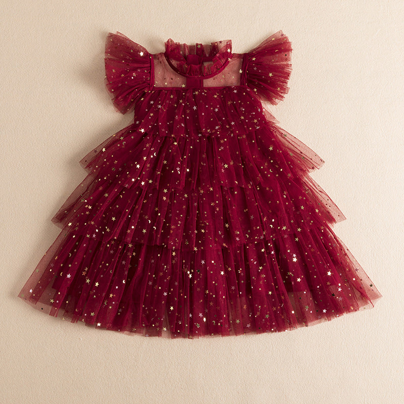 New Girls' Fairy Sequined Mesh Dress