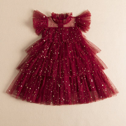 New Girls' Fairy Sequined Mesh Dress
