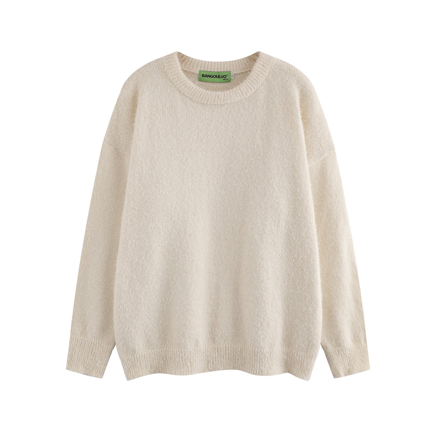 American Retro Simple Solid Color Crew Neck Pullover Sweater Men And Women