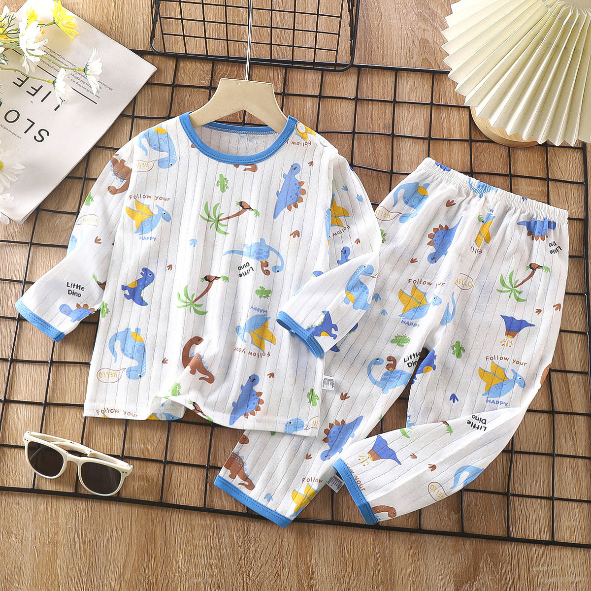 Children's Cotton Homewear Suit Long-sleeve Air Conditioning Clothes