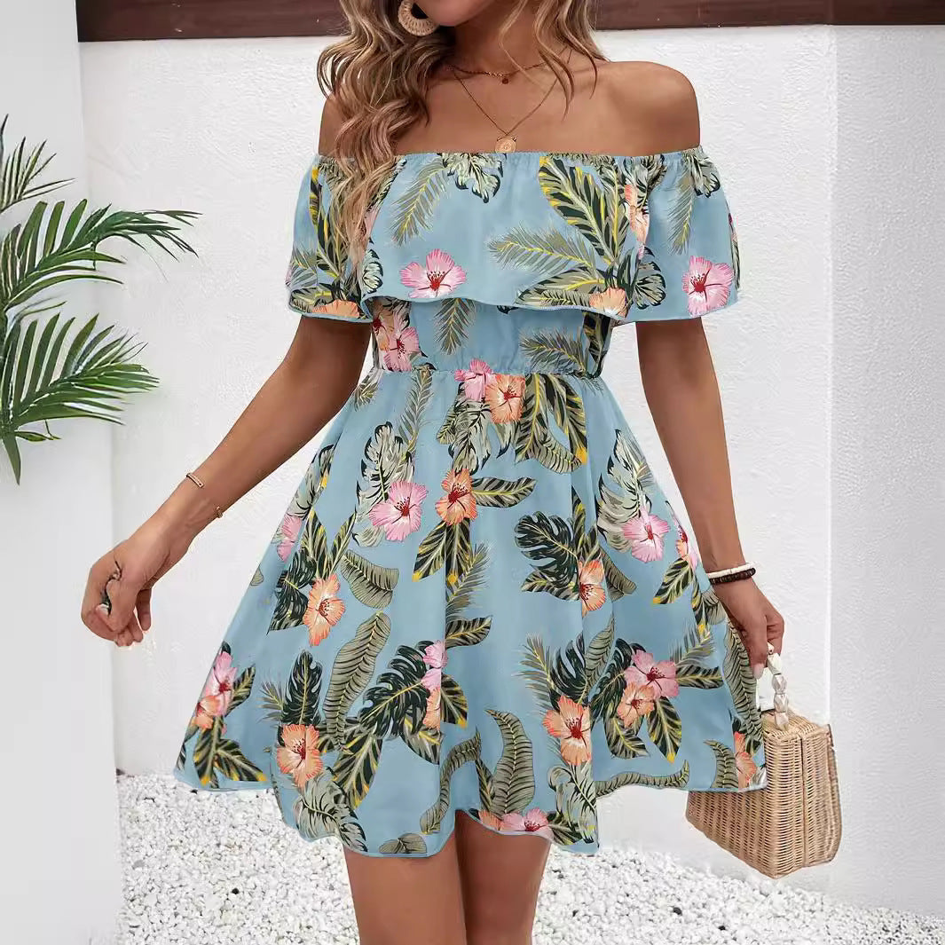 Women's Fashion Printed Off-shoulder Dress