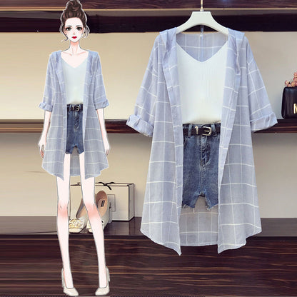 Fat Sister Spring And Summer Sun Protection Clothing Shorts Two-piece Set