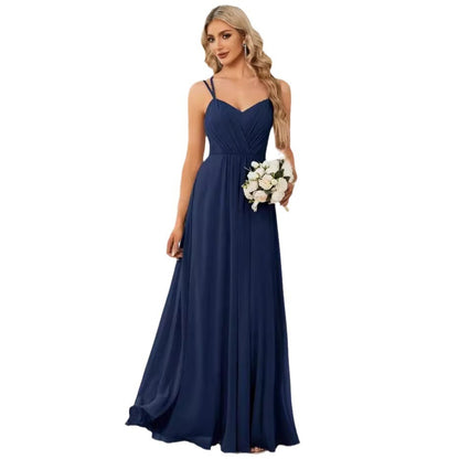 Sling Banquet Temperament Long Pleating Dress