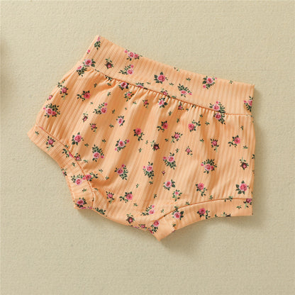 Girls Floral Pit Strip Sling Top Shorts Set