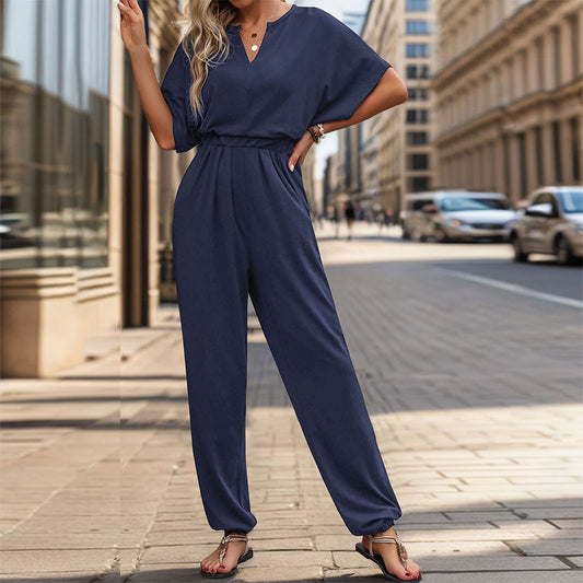 New European And American Summer Women's Casual Solid Color European And American Jumpsuit