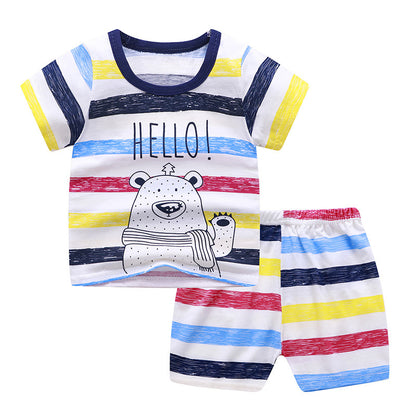 New Children's Short Sleeved Suit Baby  Cotton Short Sleeved
