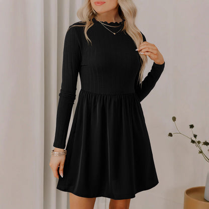 Shiying Solid Color Casual Women's Texture High Waist Dress