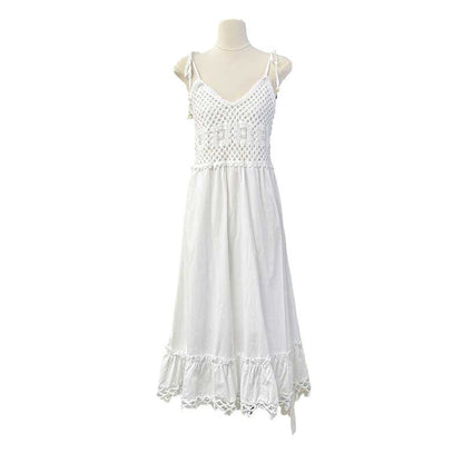 Hollow Sleeveless Sling Seaside Holiday Dress