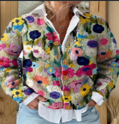 3D Digital Printing Cardigan Knitted Coat Imitation Sweaters Women's Clothing