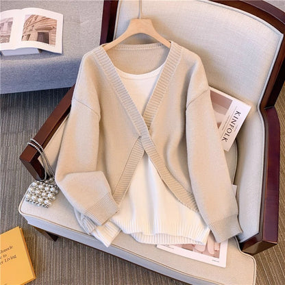 New Casual Knitted Sweater Loose Youthful-looking Wear Slimming Wide Leg Pants Two-piece Suit