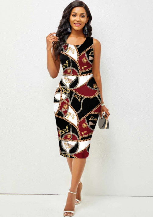 Women's Autumn And Winter Long Sleeve Hip Print Dress