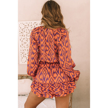 Personalized Design Sense Printed Waist-controlled Jumpsuit Women's Summer New Ruffled