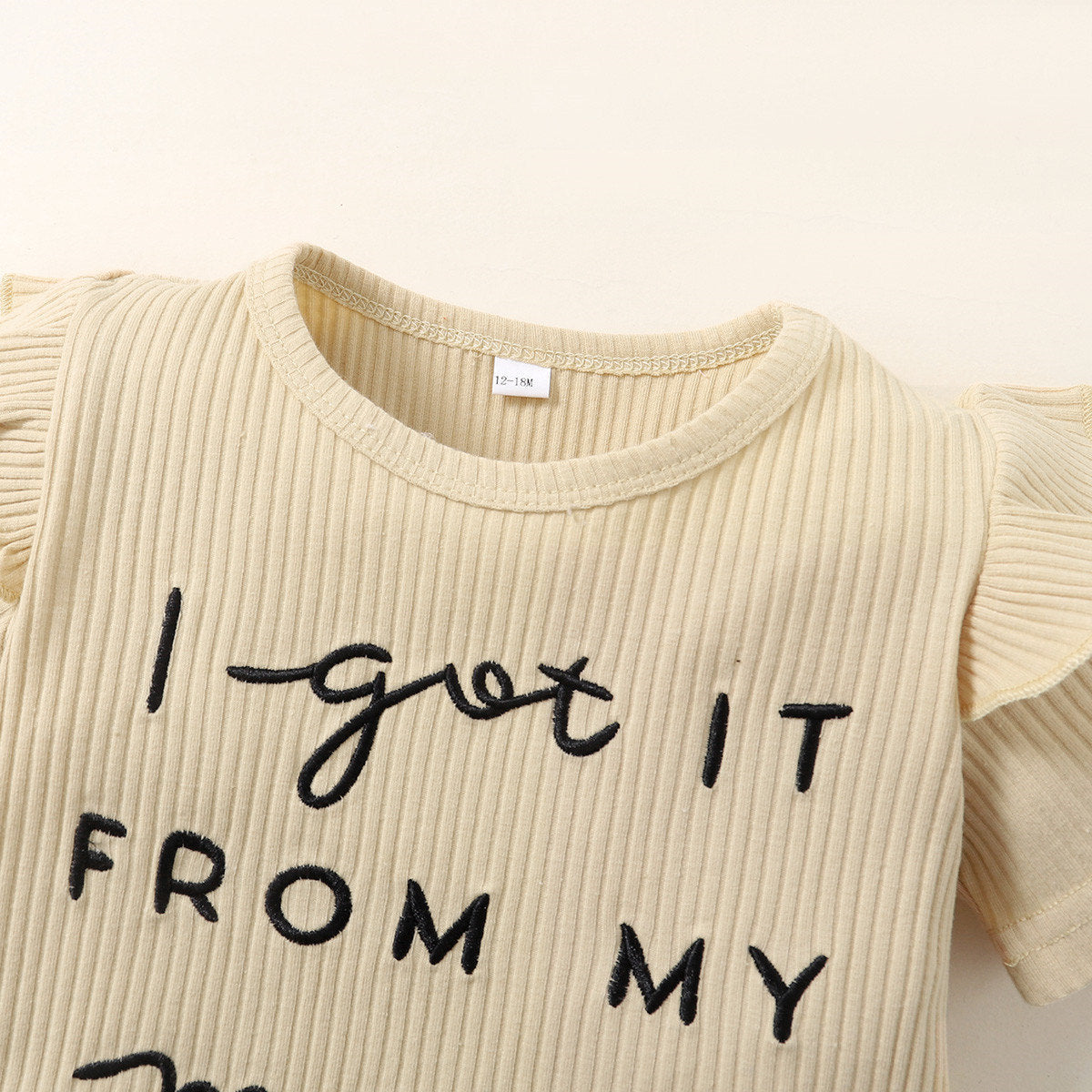 Girls' New Letter Sunken Stripe Two-piece Set