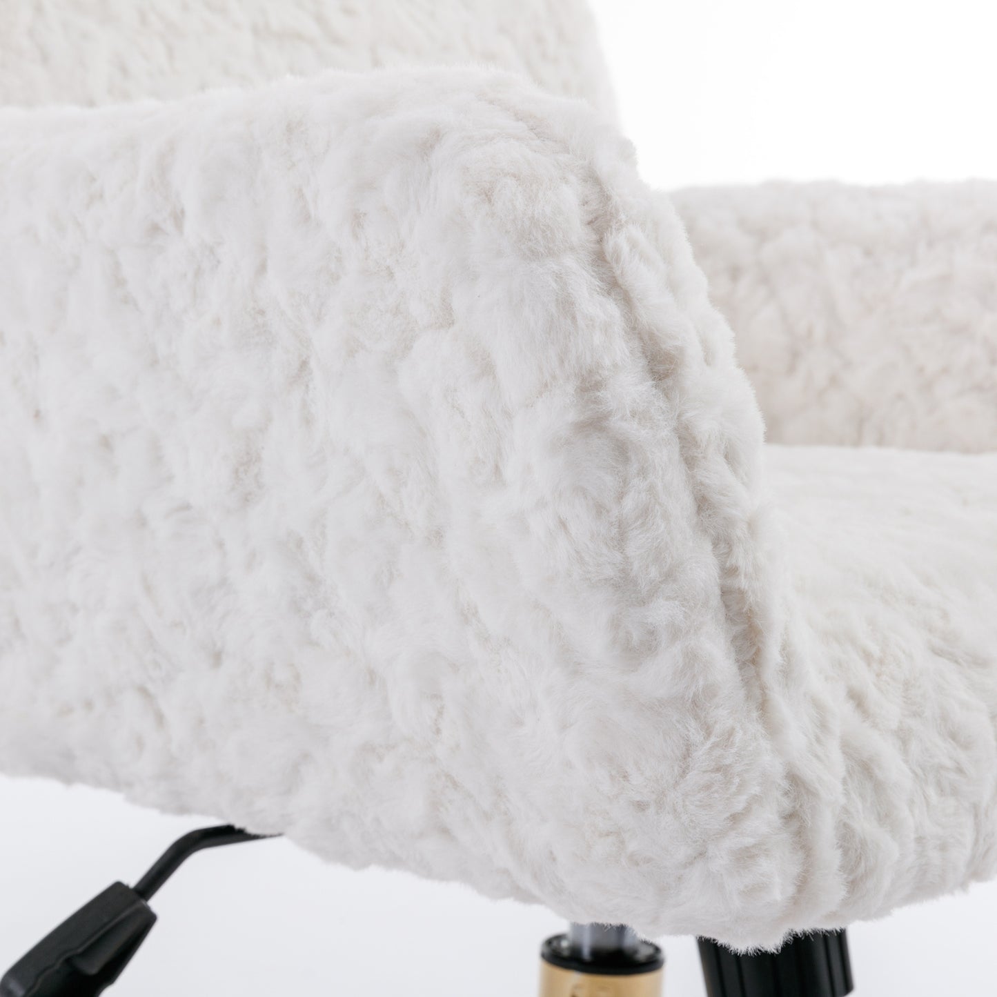 A&A Furniture Rabbit Hair Office Chair With Golden Base, Adjustable