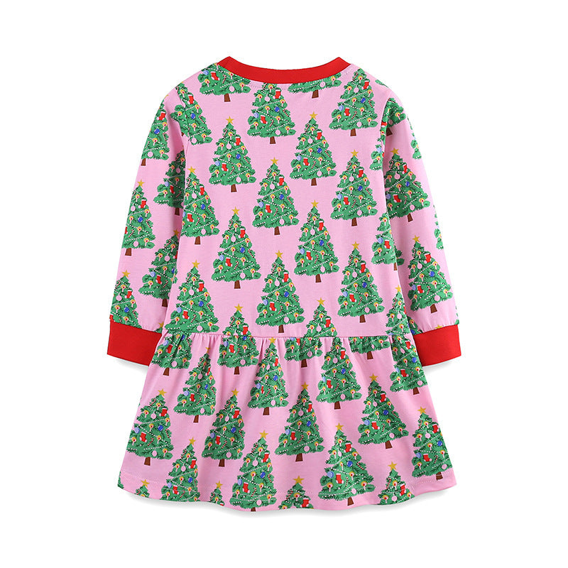 Christmas Tree Printed Children's Princess Dress