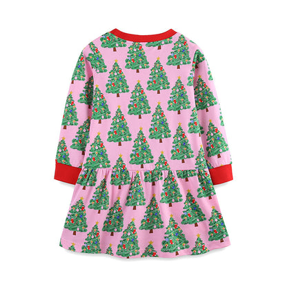 Christmas Tree Printed Children's Princess Dress