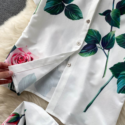 All-match High-waisted Wide-leg Pants Fashionable Two-piece Set