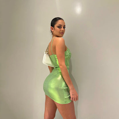 Ice Cream Color Sling PU Hip Skirt