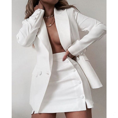 Pure Color Two-piece Suit  Short Skirt Half Skirt Suit
