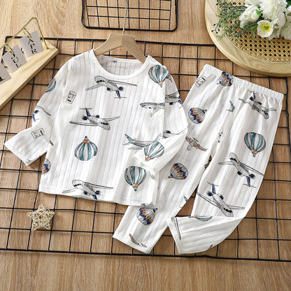 Children's Cotton Homewear Suit Long-sleeve Air Conditioning Clothes