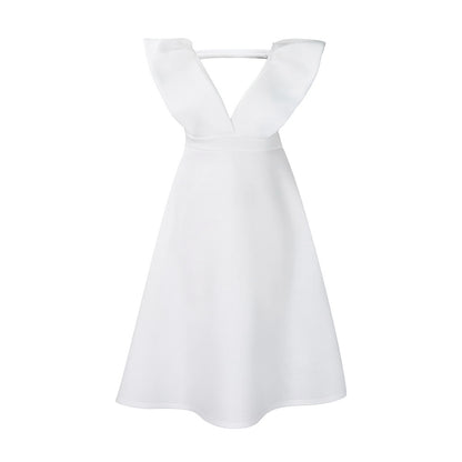 Women's Solid Color Versatile New Deep V-neck Dress