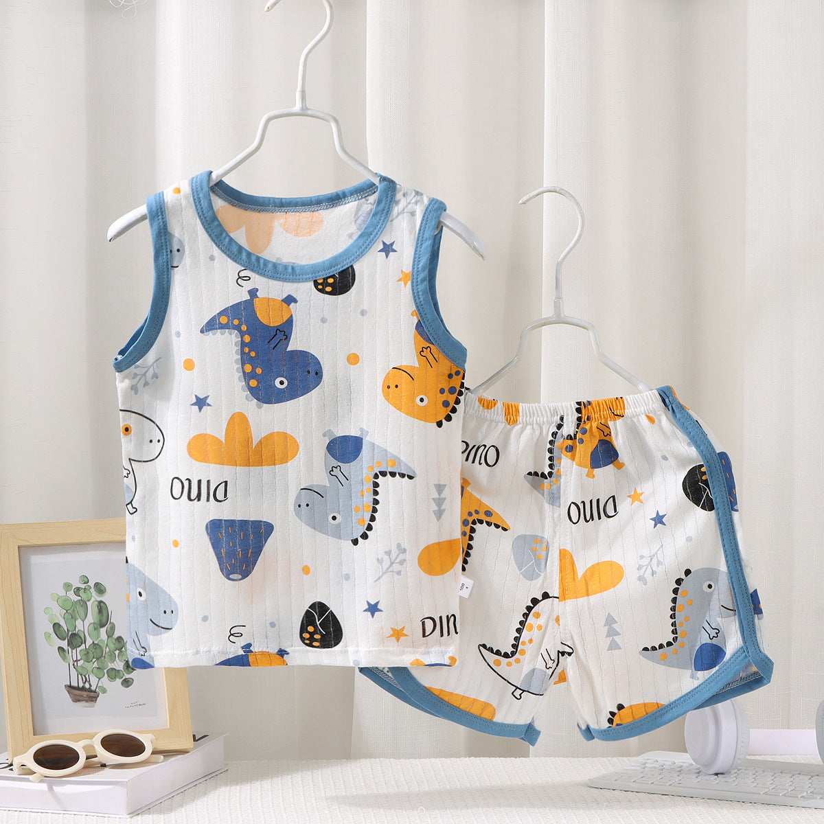 Children's Vest Suit Cotton Pajamas Baby Korean Style Sleeveless