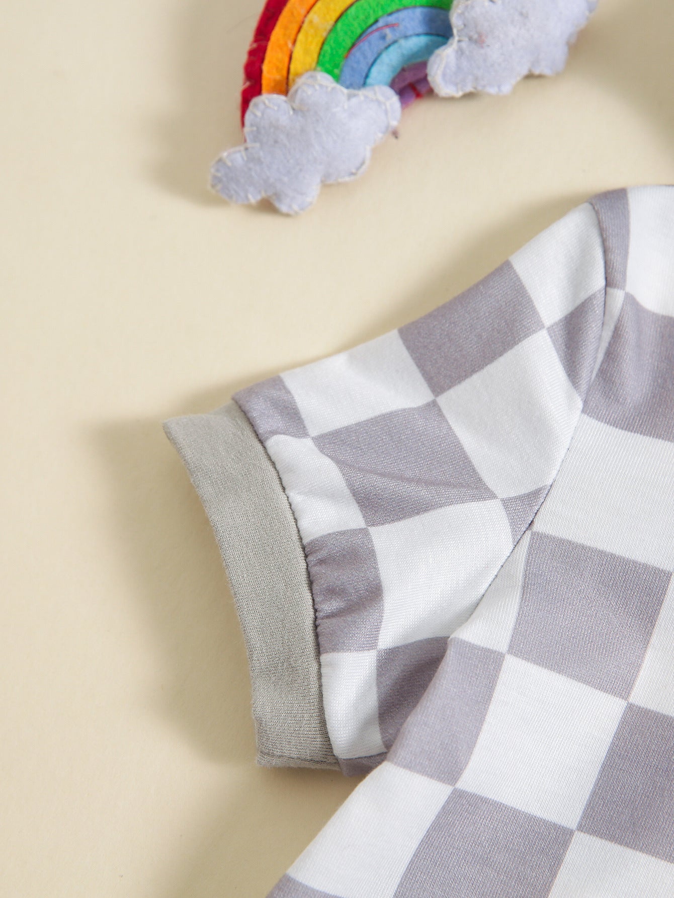 Girls' Plaid Colorblock T-shirt Hooded Shorts Two-piece Set