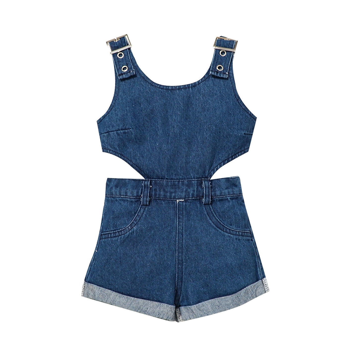 Girls' Two-color Sleeveless Cowboy Siamese Shorts