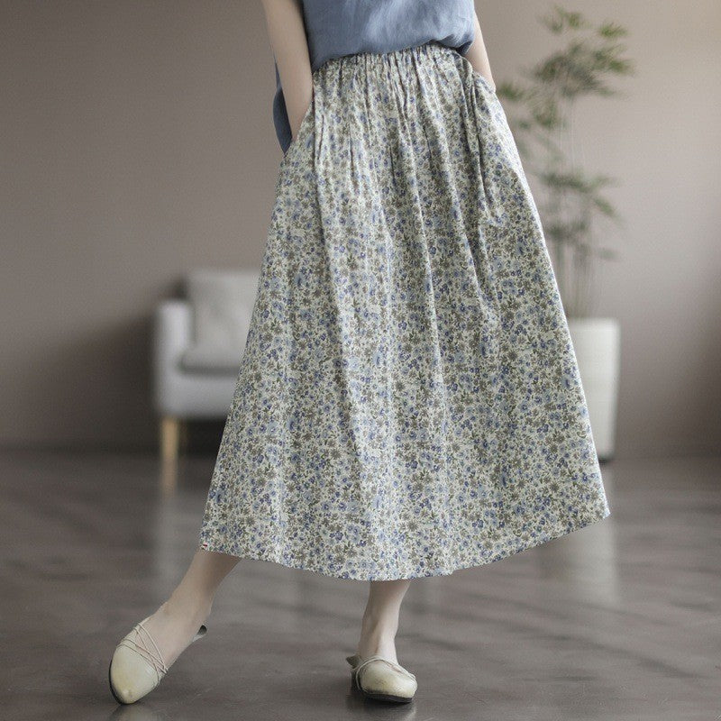 Artistic Floral Washed Cotton Sweet Neighbor's Beautiful Printed Skirt
