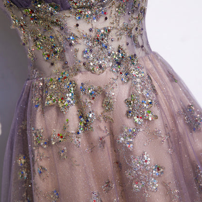 A Long Skirt With Breasts And A Purple Tailed Colored Yarn