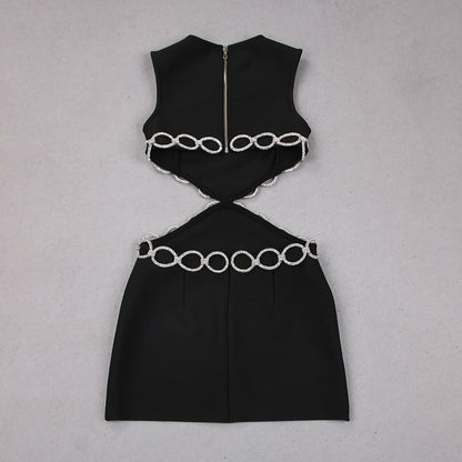 Banquet Party Hot Rhinestone Sleeveless Bandage Dress