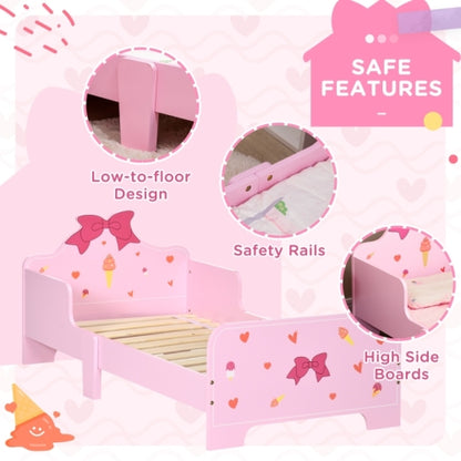 ZONEKIZ Princess Themed Kids Toddler Bed W  Cute Patterns, Safety Rails, For Ages 3 6 Years