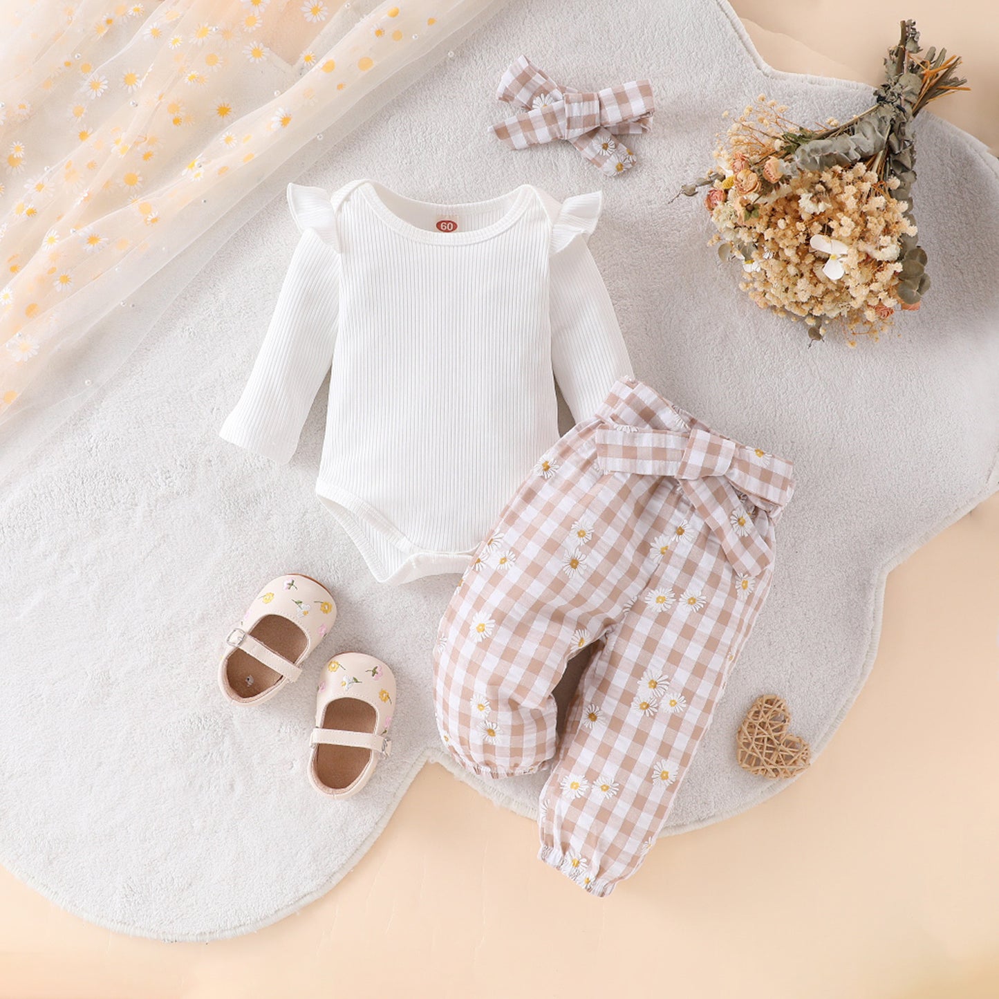 Baby Bow Top Pants Comfortable Suit